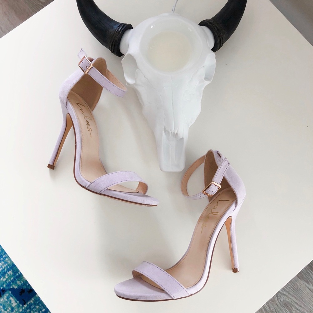 Lilac purple ankle strap heels